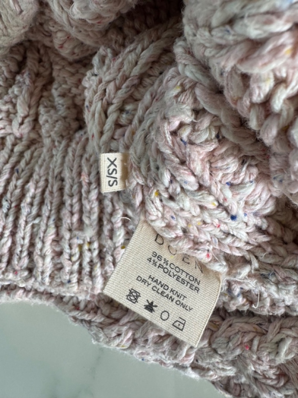 DÔEN Bee Sweater Pink Cloud Cable Knit XS - Picture 6 of 14